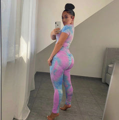 Tie-Dye Yoga & Fitness Suit – Leisure Sportswear