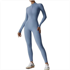Women’s Long-Sleeve Zipper Yoga Jumpsuit