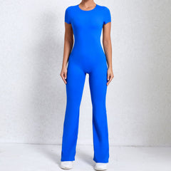 Bare Back Short Sleeve Yoga Jumpsuit – Nude Feel