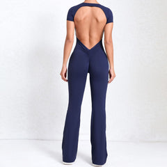 Bare Back Short Sleeve Yoga Jumpsuit – Nude Feel