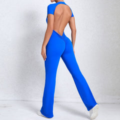Bare Back Short Sleeve Yoga Jumpsuit – Nude Feel