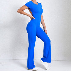 Bare Back Short Sleeve Yoga Jumpsuit – Nude Feel