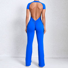 Bare Back Short Sleeve Yoga Jumpsuit – Nude Feel