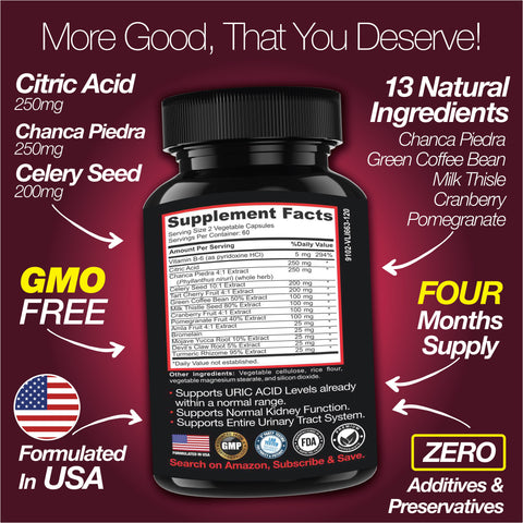 Uric Acid Support – Kidney & Gallbladder Formula (120 Caps)