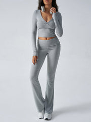 Slim Fit Yoga Set – Long Sleeve Top & Pants