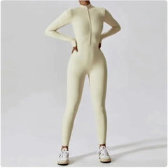Women’s Long-Sleeve Zipper Yoga Jumpsuit