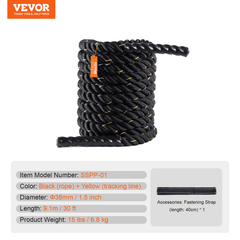 Premium Battle Rope – 1.5"x30ft Home Gym
