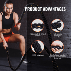 Premium Battle Rope – 1.5"x30ft Home Gym